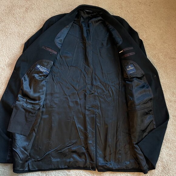 Brooks Brothers Loro Piana Overcoat Mens 48R 100% Lambswool Black Storm System - Picture 3 of 6
